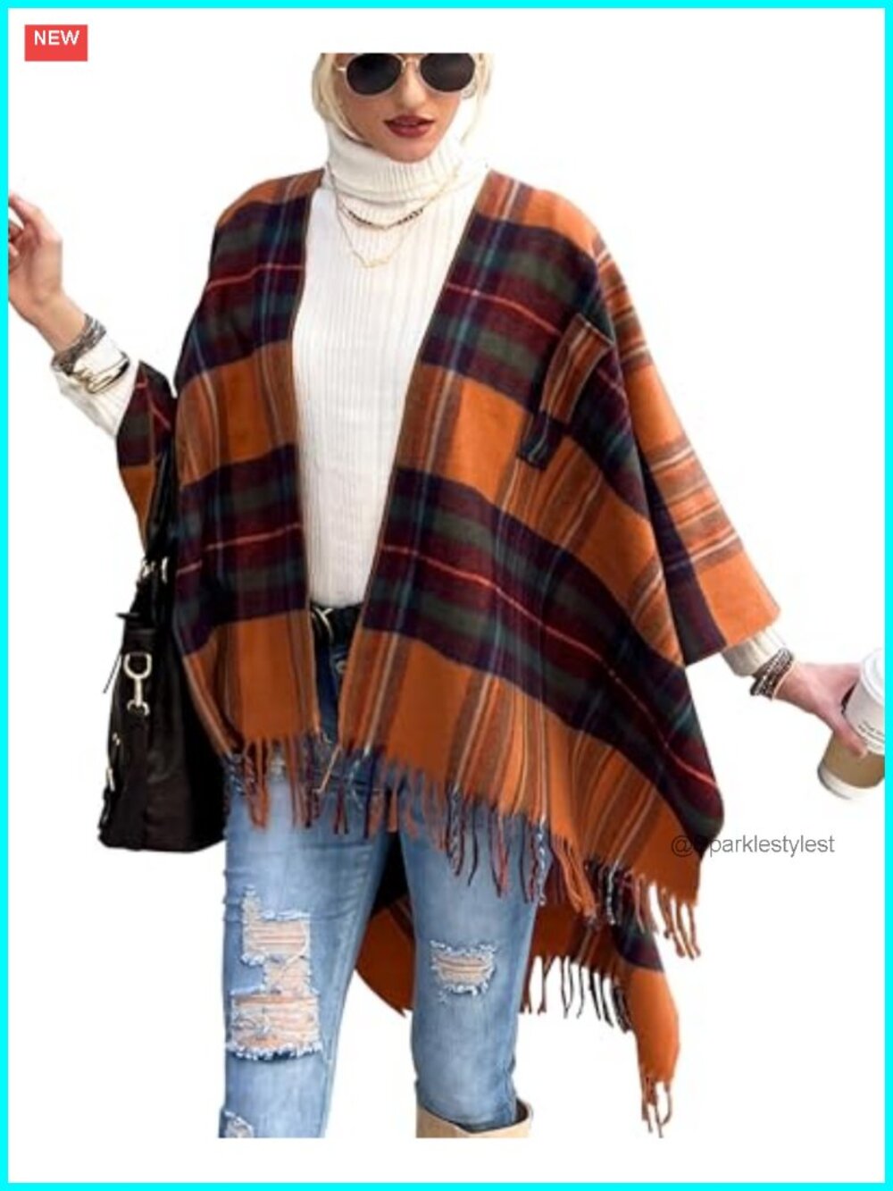 Poncho Shawl Wrap Ruana Cardigan Open Front Cape Sweater for Women